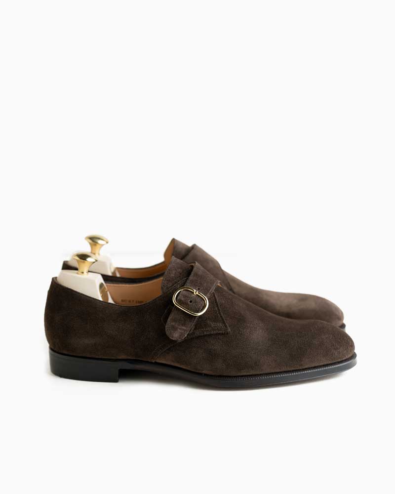 クロ毛布＆ジョーンズ【Crockett\u0026Jones】MORTIMER（まっ黒い赤銅色）モーティマー スエードクロス レザーソール オークバークソール シングルモンクストラップ HandGradeCollection 牛皮 メンズ
