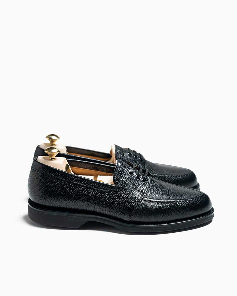 クロケット＆ジョーンズ【Crockett&Jones】 FALMOUTH（ブラック）ファルマス　ローファー　ダービー　ヨットシューズ　スコッチグレインレザー　ラバーウェッジソール　ラウンドトゥ　牛革　メンズ