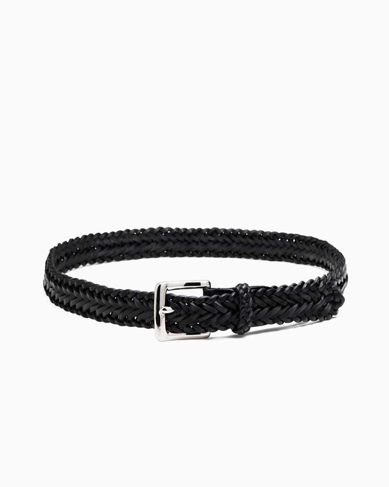 べオーマレザーカンパニー【BEORMA LEATHER COMPANY】型番：P0009 HERRINGBONE PLAITED BELT（黒いこと) メッシュ三尺帯 杉綾模様 34粍 牛皮 牛皮 男女兼用