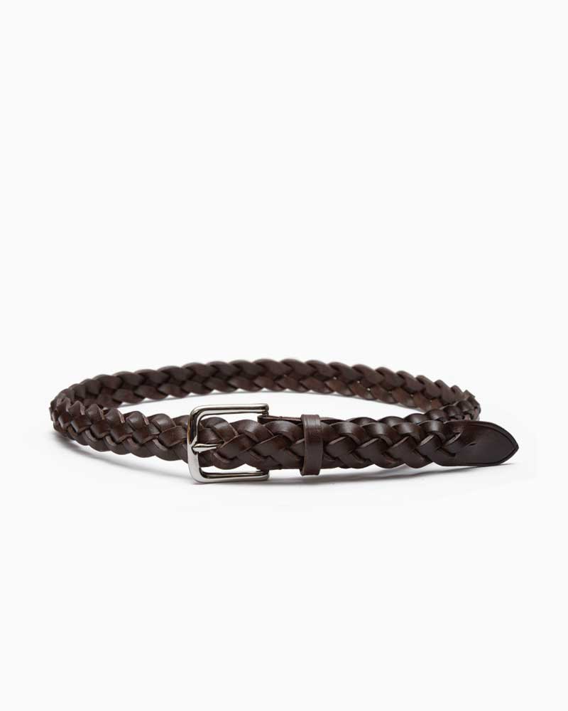 べオーマレザーカンパニー【BEORMA LEATHER COMPANY】 型番：P0099 4STRAND PLAITED BELT（ダークブラウン)　メッシュベルト　30mm　カウハイド　牛革　男女兼用