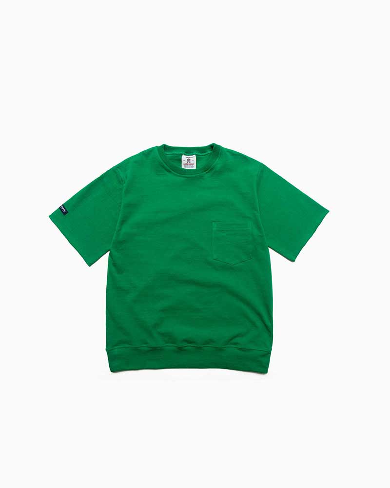 バーバリアン【BARBARIAN】8oz WAISTBAND CREW SHORT / XSE23Y (ケリー)　"NEW JAPAN SIZE"　メンズ　半袖　クルーネック　ポケットTシャツ　ウエストリブ　カットオフ　ラグビーシャツ　ラガーシャツ　ライトウエイト　無地　ソリッド｜フレームショップ