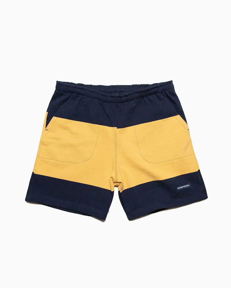 バーバリアン【BARBARIAN】12oz SHORT PANTS / YSE33 (ネイビー/イエロー) メンズ パンツ へヴィーウエイトコットン ニットパンツ ショートパンツ ラガーシャツ ラグビーシャツ バイカラー ボーダー|フレームショップ