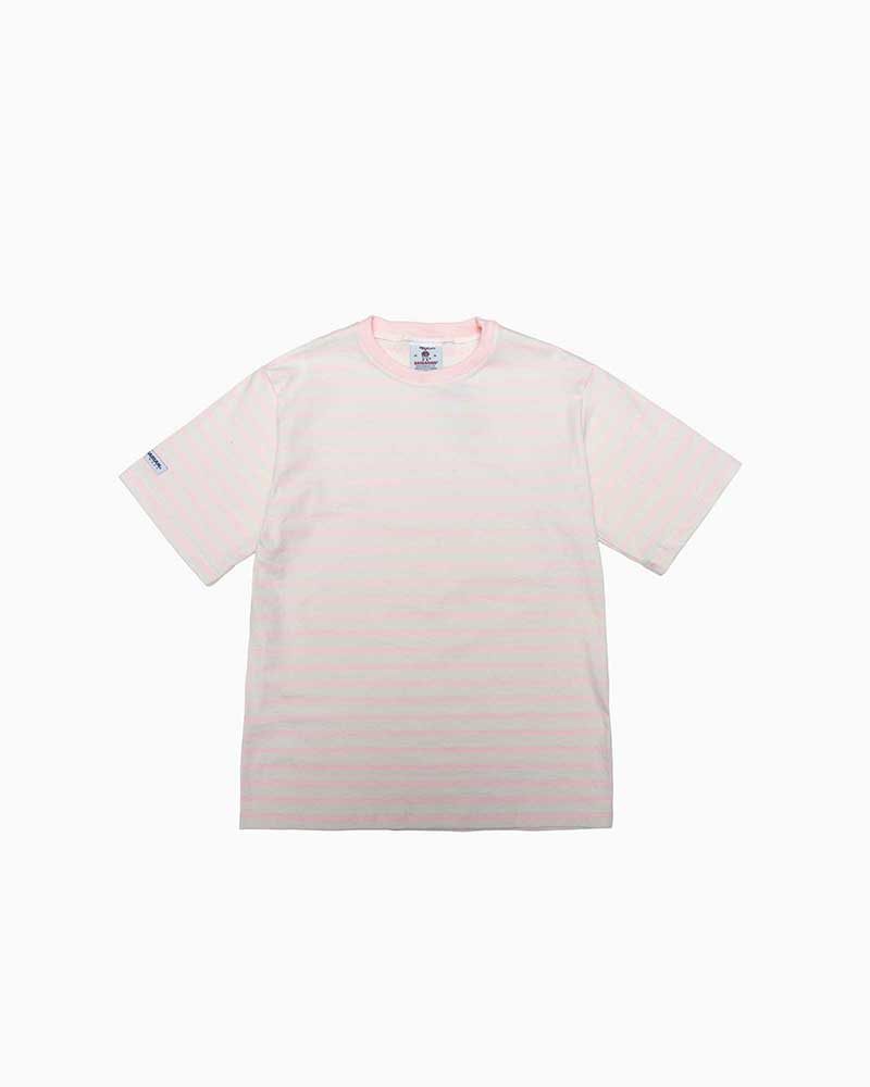 バーバリアン【BARBARIAN】8oz CREW SHORT / XSF05Y (アイボリー/サーモン)　"NEW JAPAN SIZE"　メンズ　半袖　クルーネック　Tシャツ　ラグビーシャツ　ラガーシャツ　ライトウエイト　ボーダー｜フレームショップ