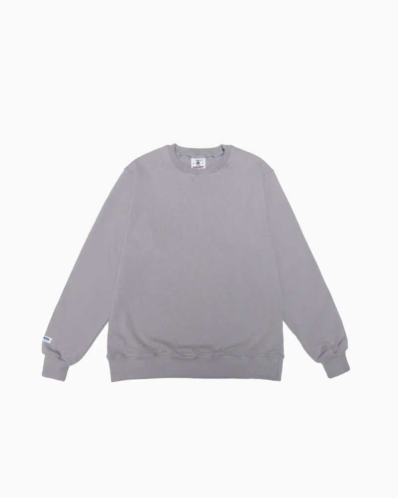 バーバリアン【BARBARIAN】12oz WAISTBAND CREW LONG / XFF02Y (グレー) \"NEW JAPAN SIZE\" メンズ 長袖 裾リブ へヴィーウエイト ラガーシャツ ラグビーシャツ 丸首 クルーネック 無地