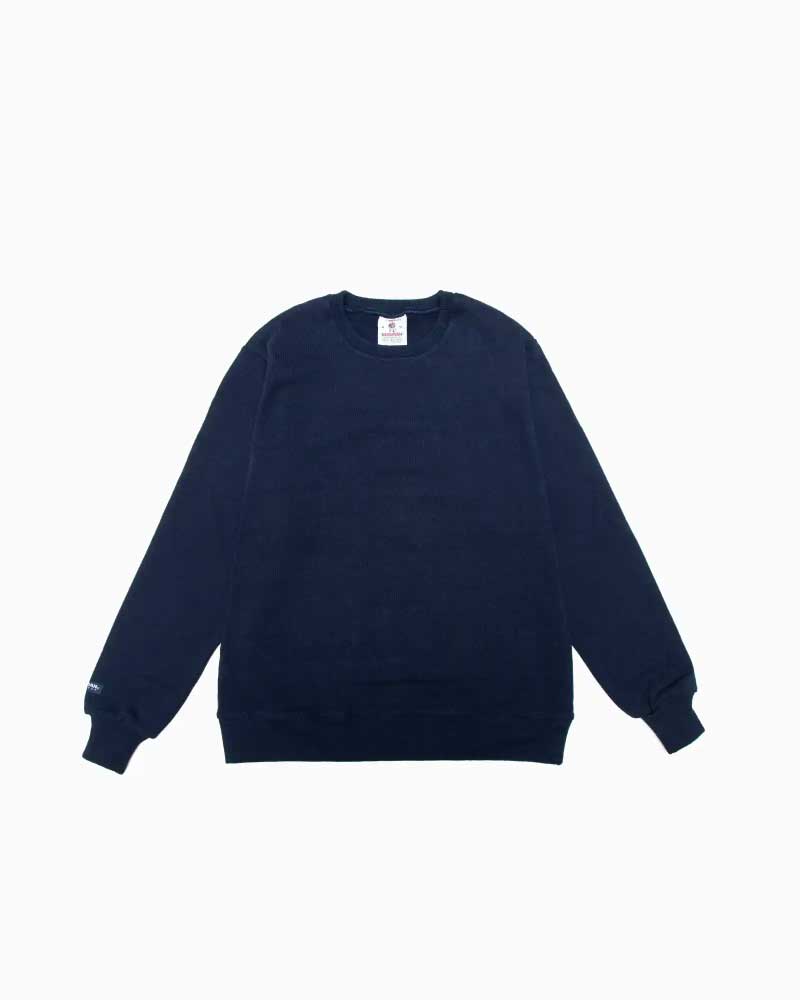 バーバリアン【BARBARIAN】12oz WAISTBAND CREW LONG / XFF03Y (ネイビー) \"NEW JAPAN SIZE\" メンズ 長袖 裾リブ へヴィーウエイト ラガーシャツ ラグビーシャツ 丸首 クルーネック 無地