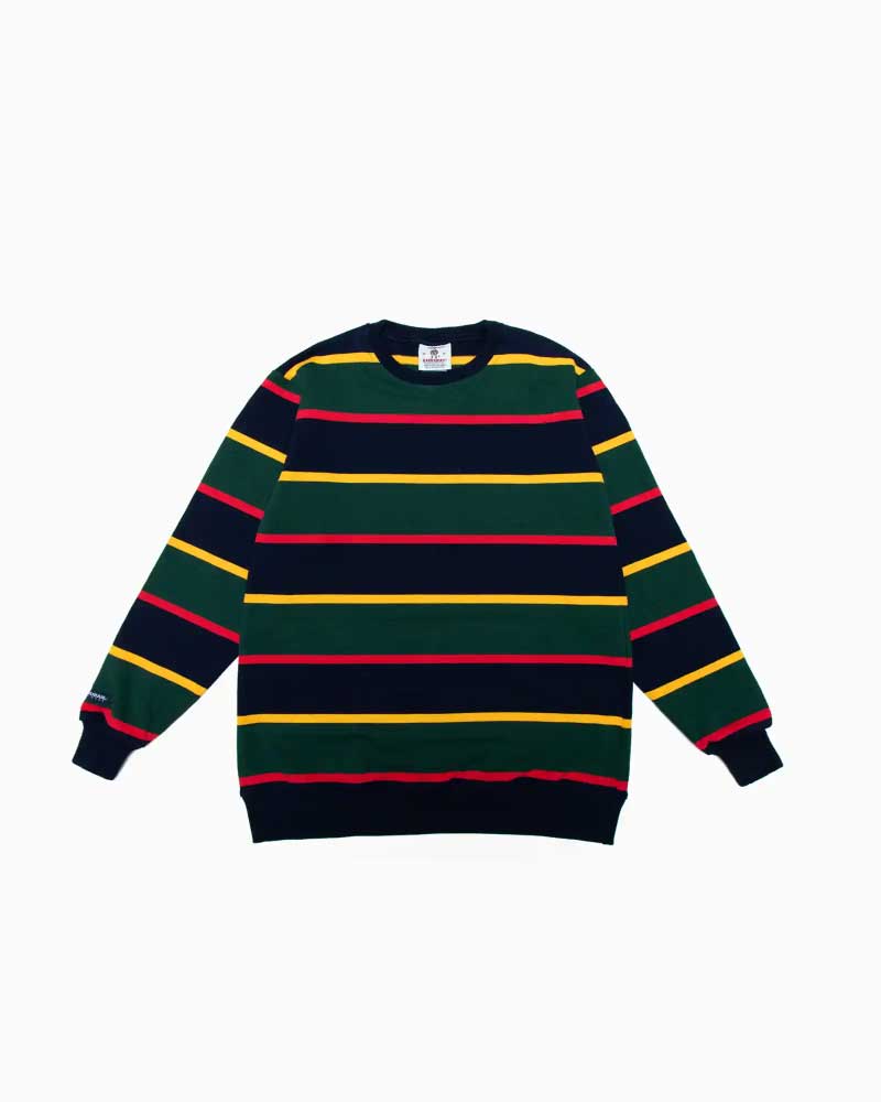 バーバリアン【BARBARIAN】12oz WAISTBAND CREW LONG / XFF05Y (ネイビー/ゴールド/ボトル/レッド) \"NEW JAPAN SIZE\" メンズ 長袖 裾リブ へヴィーウエイト ラガーシャツ ラグビーシャツ クルーネック 丸首 ボーダー