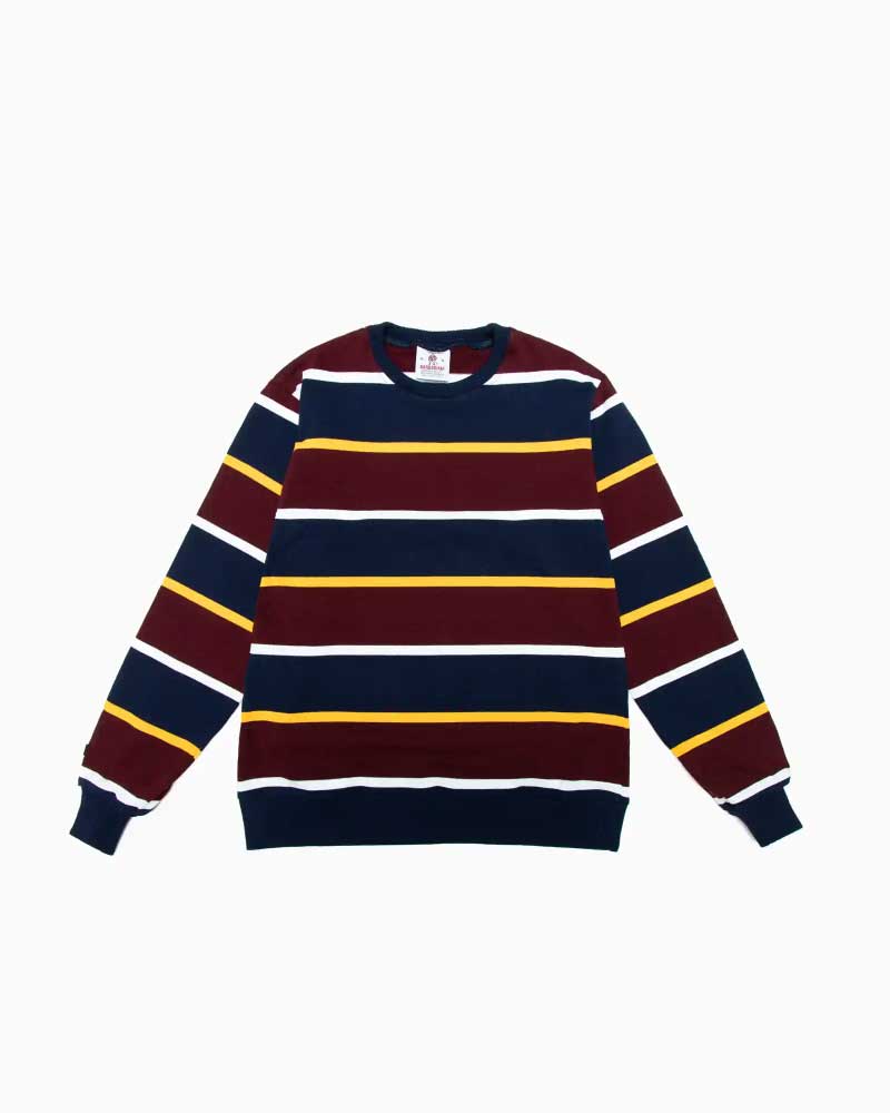 バーバリアン【BARBARIAN】12oz WAISTBAND CREW LONG / XFF06Y (ネイビー/ゴールド/ハーバード/ホワイト) \"NEW JAPAN SIZE\" メンズ 長袖 裾リブ へヴィーウエイト ラガーシャツ ラグビーシャツ クルーネック 丸首 ボーダー