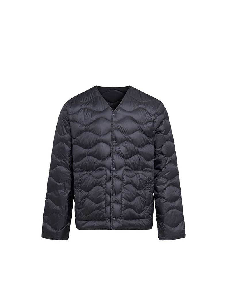 ピレネックス【PYRENEX 】-French Duck Down- HANDY (ブラック) メンズ ハンディ ライトダウンジャケット インナーダウン Vネック スナップボタン フレンチダックダウン
