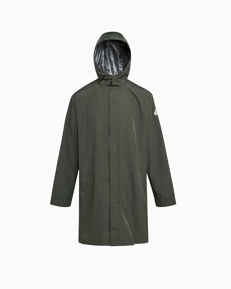 ピレネックス【PYRENEX 】- Parkas \u0026 other jackets - EISSAURE (ディープカーキ) エイシュアー メンズ レディース ユニセックス フーデッドコート ウィンドブレーカー リサイクルポリエステル ロング丈 2WAYジップ 簡易防水