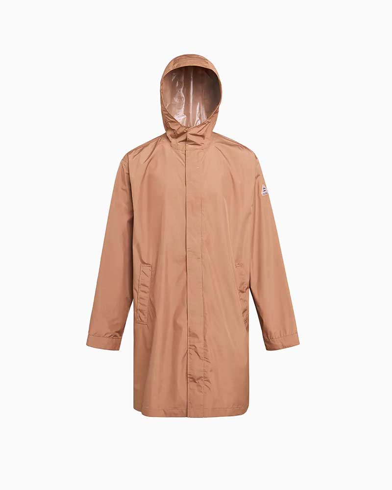 ピレネックス【PYRENEX 】- Parkas & other jackets - EISSAURE (ブラウンオーカー)　エイソール　メンズ　レディース　ユニセックス　フーデッドコート　ウィンドブレーカー　リサイクルポリエステル　ロング丈　2WAYジップ　簡易防水