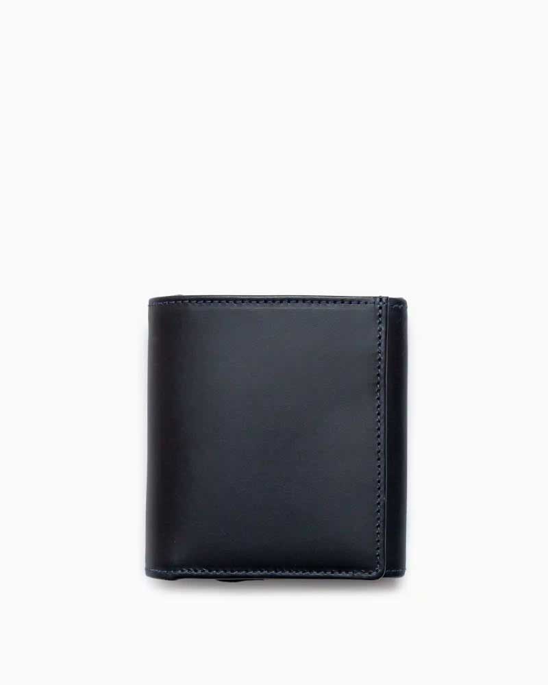べオーマレザーカンパニー【BEORMA LEATHER COMPANY】品番：S0129 COMPACT WALLET（ネイビー/ライトブルー)　財布　二つ折り財布　コンパクトウォレット　チェルシーレザー　ホリデーライン2025　牛革　男女兼用｜フレームショップ