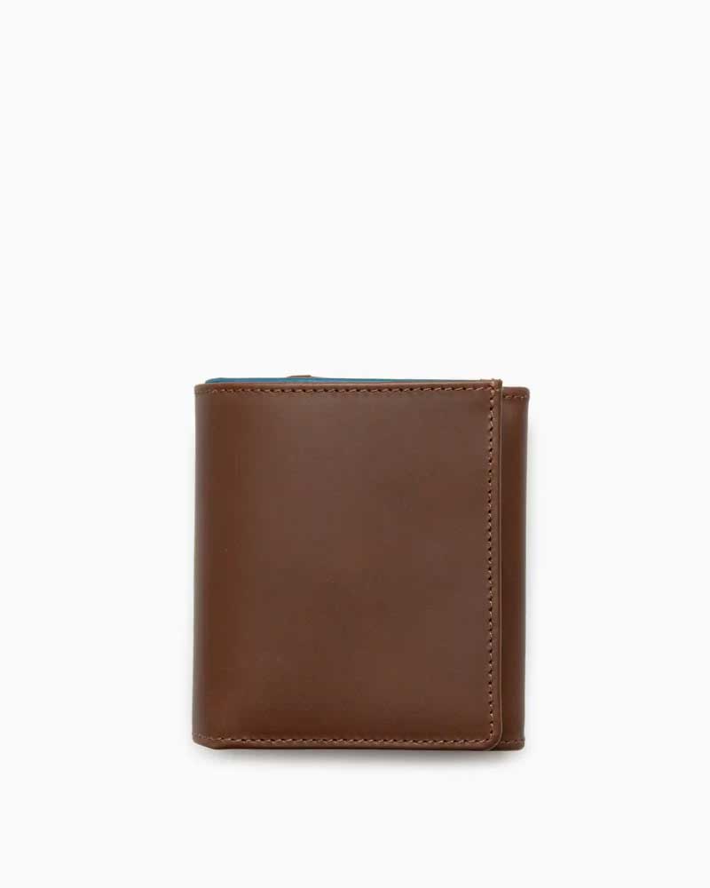 べオーマレザーカンパニー【BEORMA LEATHER COMPANY】 品番：S0129 COMPACT WALLET（ポルチーニコーヒー/ブルー)　財布　二つ折り財布　コンパクトウォレット　チェルシーレザー　ホリデーライン2025　牛革　男女兼用