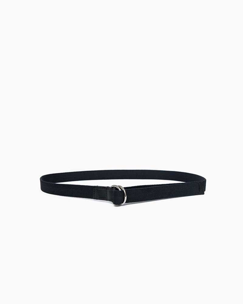 べオーマレザーカンパニー【BEORMA LEATHER COMPANY】型番：B0195 25ｍｍ W RING WEBBING BELT（ブラック/ブラック)　ウェビングベルト　Wリング　25mm　コットン　ポリエステル　ブライドルレザー　牛革　男女兼用｜フレームショップ