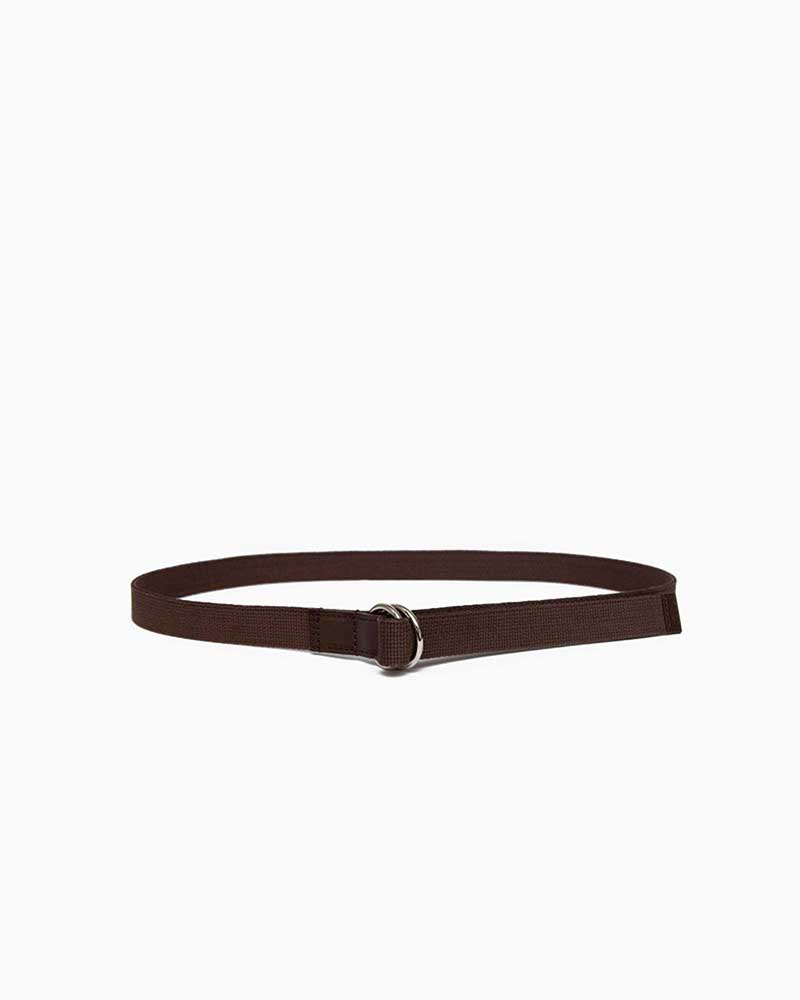 べオーマレザーカンパニー【BEORMA LEATHER COMPANY】型番:B0195 25mm W RING WEBBING BELT(ブラウン/ブラウン) ウェビングベルト Wリング 25mm コットン ポリエステル ブライドルレザー 牛革 男女兼用|フレームショップ