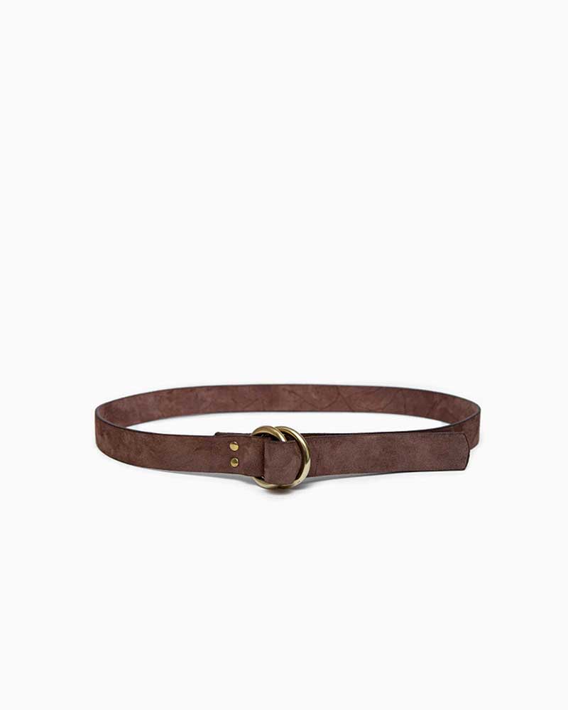 べオーマレザーカンパニー【BEORMA LEATHER COMPANY】型番：B0209 BRITISH PASTURE SUEDE（ダークブラウン)　カジュアル　ダブルリングベルト　28mm　ブリティッシュパスチャースエード　牛革　男女兼用｜フレームショップ