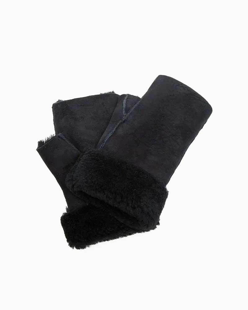 オーウェンバリー【Owen Barry 】 WOMEN'S TUBE MITTEN (ブラック)　レディース　フィンガーレス　チューブミトン　レザーグローブ　手袋　メリノシープスキン　ムートン　レディース