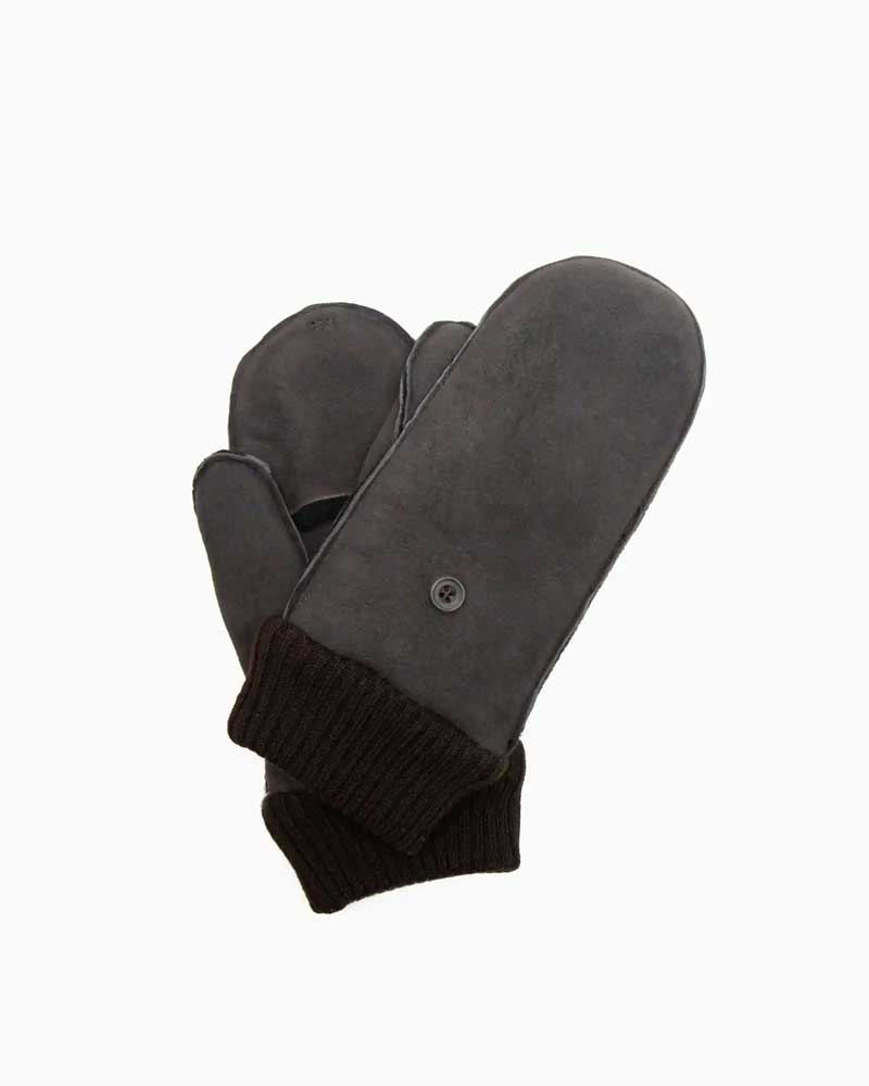オーウェンバリー【Owen Barry 】 HORTON MITTEN (エボニー) レディース ホートンミトン なめし革地球儀 グローブ メリノシープスキン 羊肉