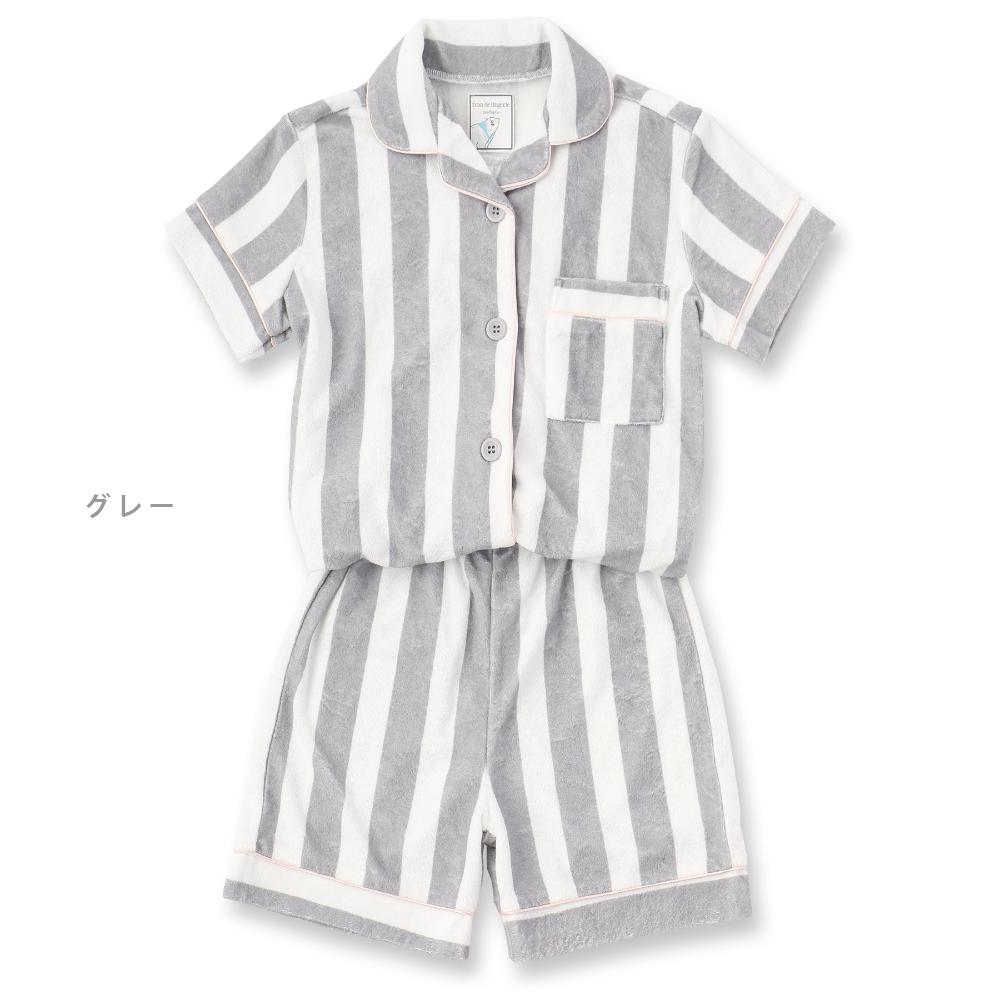 楽天市場 パジャマ ルームウェア 部屋着 キッズ セット シャツ ハーフパンツ 前開き 上下セット パイル地 お揃い 春 夏 ジュニア 半袖 ベーシック おしゃれ 親子 ゆったり ストライプ 無地 綿 コットン 吸水性 おうち時間 旅行 お泊り プレゼント ギフト プール 海 130