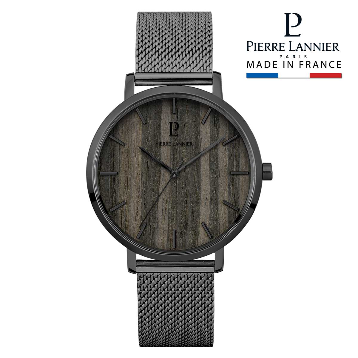腕時計 メンズ ブランド ピエールラニエ ナテュール メッシベルト ウォッチ ウッド チャコールグレー 防水 ベルト 丸型 秒針 ペアウォッチ おすすめ 誕生日 プレゼント お祝い Maf Gov Ws