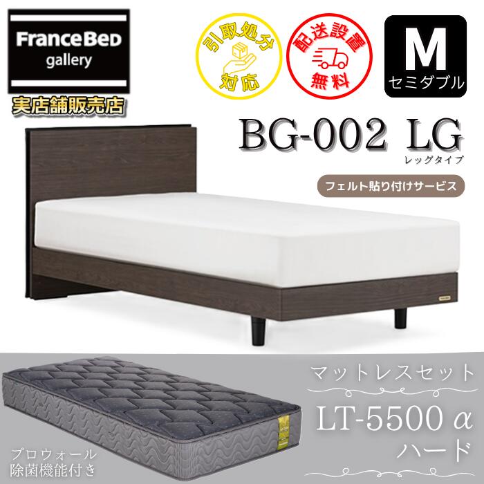 フランスベッド ベッドフレームマットレスセットBG-002 LEG 虚蝉ダブル LT5500付き添い人【開梱精神的な統合据え付ける無料】レッグタイプ  脚付き添い人ベッドフレームマットレス LT-5500α M 労働者階級ウォール