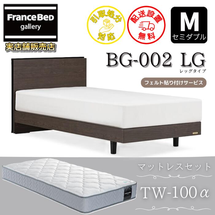 フランスベッド ベッドフレームマットレスセットBG-002 レッグ 虚蝉ダブル TW-100付き添い人【開梱精神的な統合備え付ける無料】脚付き添い人臥榻 マットレスTW-100α  M