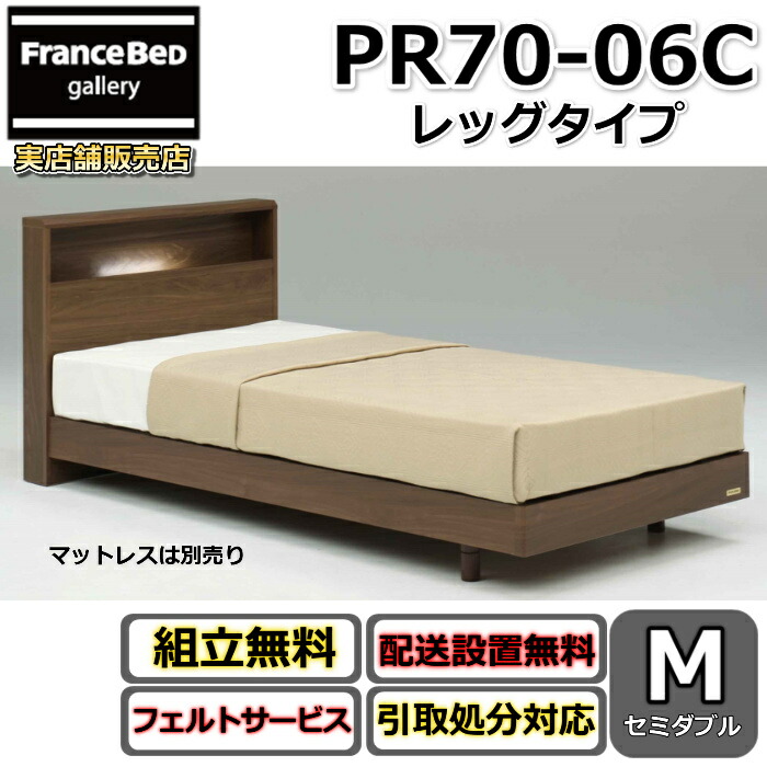 フランスベッド ベッドフレーム PR70-06C【開梱組み立て設置無料】セミダブルサイズ レッグタイプ 脚付きフレーム