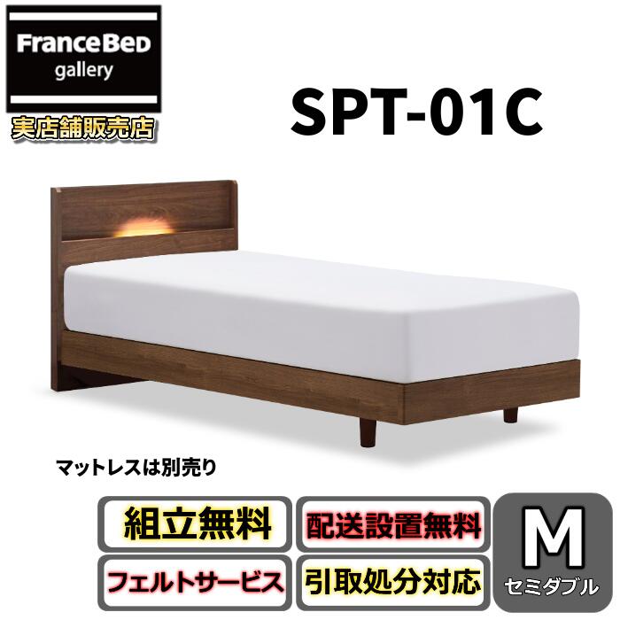 フランスベッド 寝台ひな形 SPT-01C レッグ 虚蝉ダブル【貨物輸送・開梱精神的な統合据え付ける無料】分かりやすいな薄型押し入れ手合い 脚付き添い人寝台 すのこ床板 LED点火装置 差し込み付き添い人