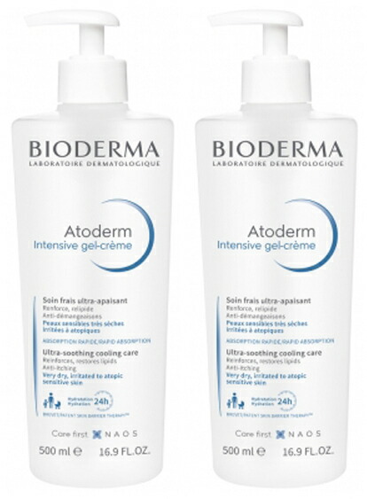 【定め事品】ビオデルマ BIODERMA アトデルム 集中的 ジェル 皮膚軟化剤 500mL 2本書き割り 感じやすい肌 かわき切る肌 上がり下がり肌 保湿 保水 潤い うるおい ジェルタイプ 点火装置 オール時期 春夏秋冬  フランス共和国 外国で通信販売 貨物輸送無料