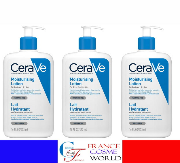 【正規品】セラヴィ CeraVe モイスチャライジング ローション 473mL 3本セット フェイス＆ボディ フランスより直送 海外通販 送料無料 MOISTURISING LOTION 473mL 3PCS