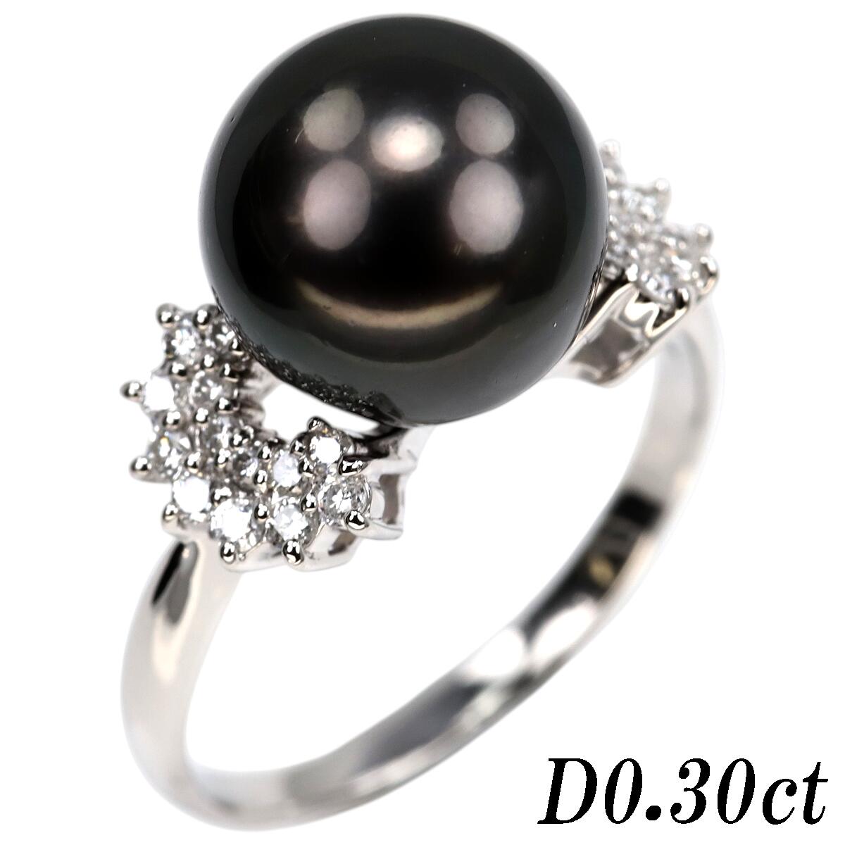プラチナ　pt900 リング　南洋黒蝶真珠　ダイヤ　15号　11.55 g プラチナ pt900 リング 南洋黒蝶真珠 ダイヤ 15号 11.55 g