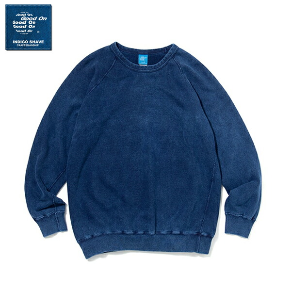 20%OFFクーポン券客体 / グッドオン GOOD ON / RAGLAN CREWSWEAT I.S インディゴシェイブラグランクルースウェット / GOBW-101IS / ラグラン捩り / インディゴ染め / 日本製 / ユニ一発やる / 2026春夏