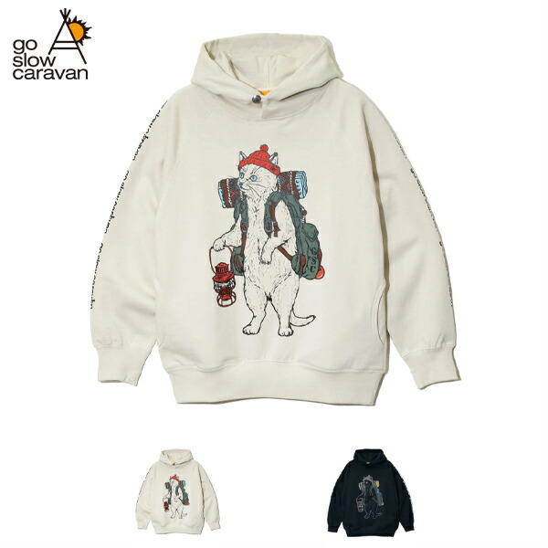 日産 go slow caravan パーカー ゴースローキャラバンメカニック猫 NISSAN × go slow caravan】RALLY メカニック猫 プルパーカー