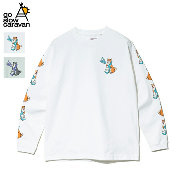 20%OFF / go slow caravan ゴースローキャラバン / 超ヘビーUSA/C 柴犬と晩酌 ロングスリーブTEE / 351907 / カットソー / 長袖 / プリント / コットン / カジュアル / 2025秋冬