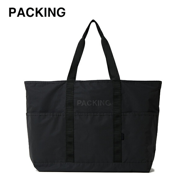 10%OFFクーポン対象 / パッキング PACKING / BLACK REFLECTIVE TOTE ブラックリフレクティブトートバッグ / PA-059 / 大容量 / 反射材 / 夜間 / デイリーユース / シンプル / 2025秋冬