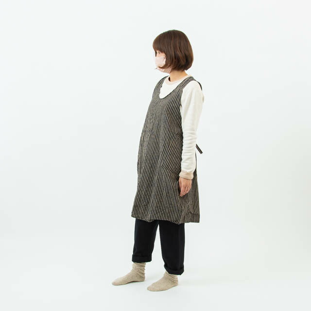 Harappa 会津木綿 エプロンドレス はらっぱ 01 ヤンマ産業 棒縞 H-0024 