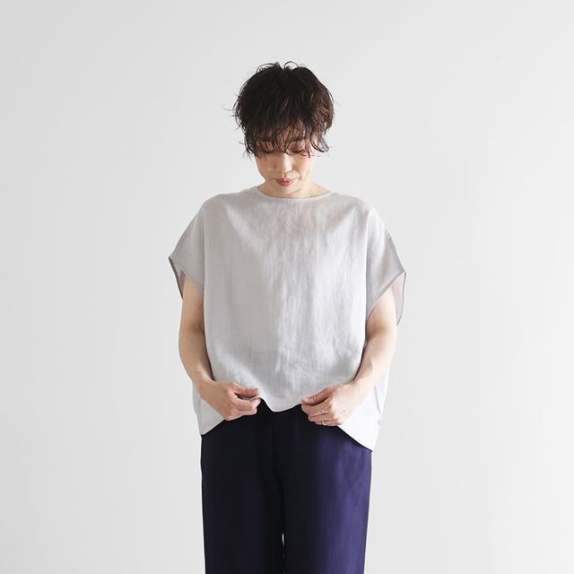 HUIS 住み家 シャトルリネン2way半袖トップ（点火装置薄墨色）レディス
