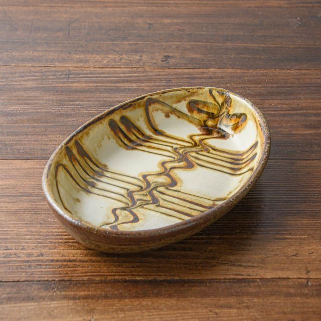 楽天市場】小代焼ふもと窯 井上尚之 楕円鉢 小 05 白 スリップ