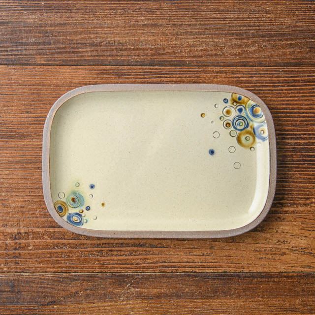 水野幸一銅彩釉 角皿大4枚セット➕エストネーションシャツ 水野幸一 銅彩釉 スクエアフレームプレート (L) | gallery 一白