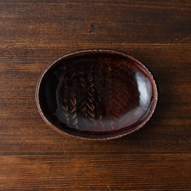 楽天市場】水野 幸一 みずの こういち 銅彩釉 リムオーバル皿（中