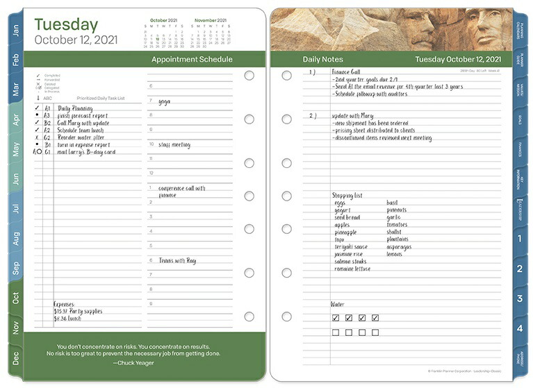公式 クラシックサイズ A5 サイズ 変形 穴 リーダーシップ デイリー リフィル 英語版 1日2ページ 21年10月始まり 12ヶ月 フランクリン プランナー 手帳 システム手帳 スケジュール帳 Rvcconst Com