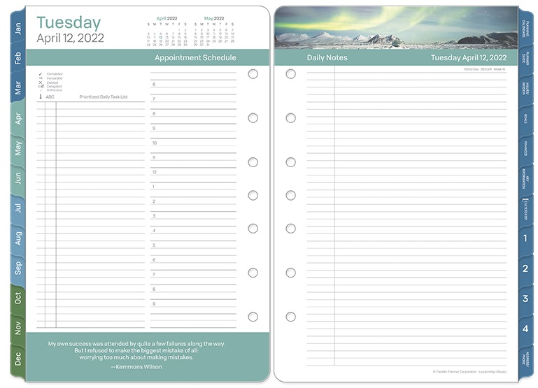 公式 クラシックサイズ A5 サイズ 変形 穴 リーダーシップ デイリー リフィル 英語版 1日2ページ 21年10月始まり 12ヶ月 フランクリン プランナー 手帳 システム手帳 スケジュール帳 Rvcconst Com