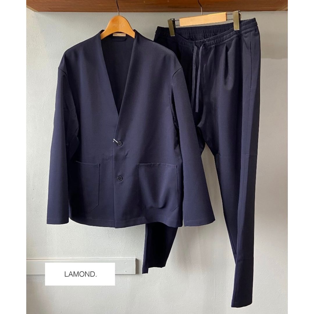 LAMOND ラモンド NO COLLAR SHARI JACKET ノーカラーシャリジャケット シャリパンツ LM-P-022-UM セットアップ　シャンブレーブラック LM-O-113-UM 12,320円