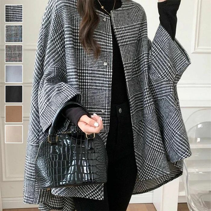 楽天市場】全3色×5サイズ！マント風 Aラインコート チェックコート