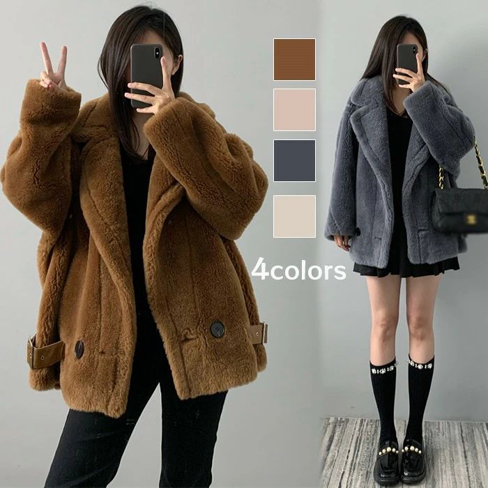 ト 秋冬 春 秋冬 防寒 あったか 冬服 秋服 好いたらしいめ 毛革厚地の外套 もこもこボアビッグ 衣嚢付 長袖 ト コート・ジャケット-レディースファッション