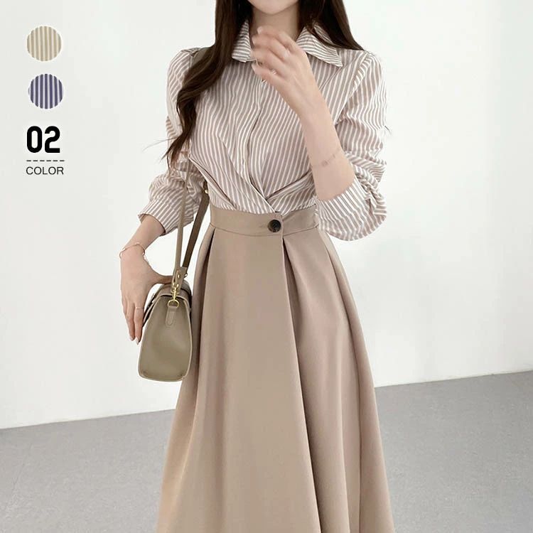 おしゃれ 代 シャツワンピース 春夏 可愛い ロング 切り替え 上品 カジュアル 50代 大人 着やせ 30代 体型カバー きれいめ