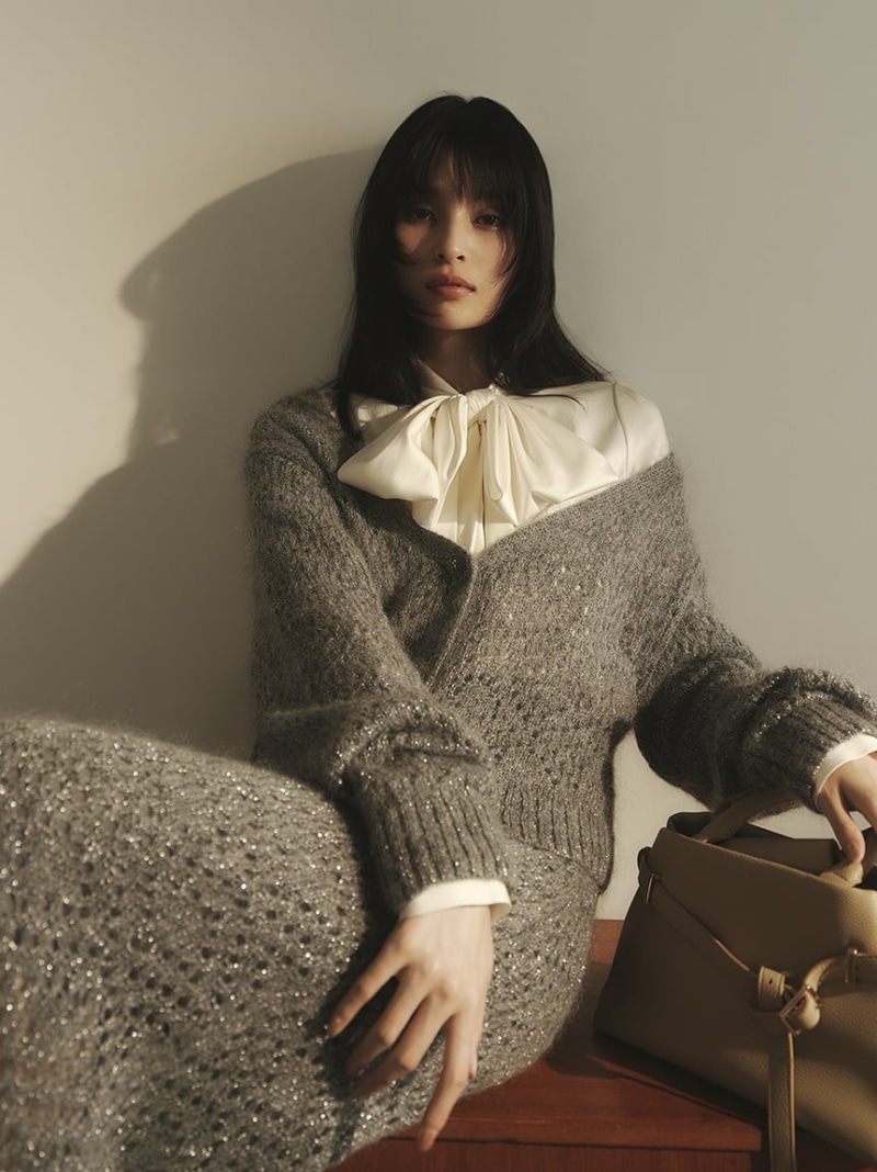 新品タグ付　アルパカシャギーセミフレアニットスカート　黄色　FRAY I.D FRAY I.D - 新品タグ付 アルパカシャギーセミフレアニットスカート