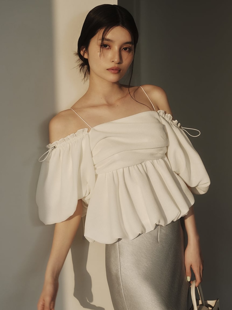 フレイアイディー　オフショル　パフスリーブブラウス　ウォッシャブル　ホワイト 楽天市場】3wayオフショルパフスリーブブラウス/ウォッシャブル FRAY