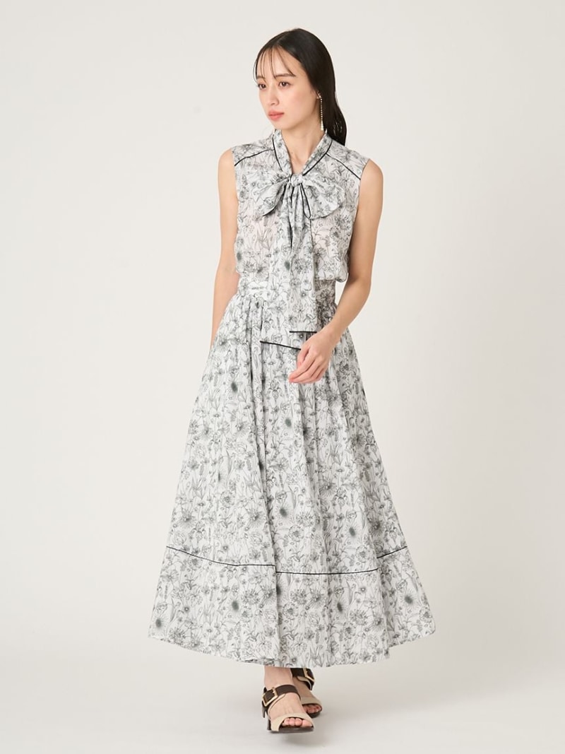【FRAY I.D MADE WITH LIBERTY FABRIC】ギャザーフレアスカート/ウォッシャブル FRAY I.D フレイ アイディー スコート ロング・マキシスコート 黄色【貨物輸送無料】[ Fashion]
