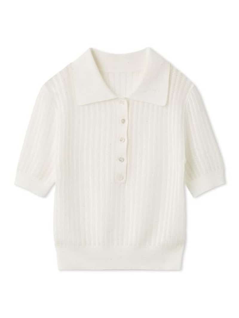 【SALE／20%OFF】スパンコールアイレットケーブルポロニット FRAY I.D フレイ アイディー トップス ニット ピンク ブラック ホワイト【RBA_E】【送料無料】[ Fashion]