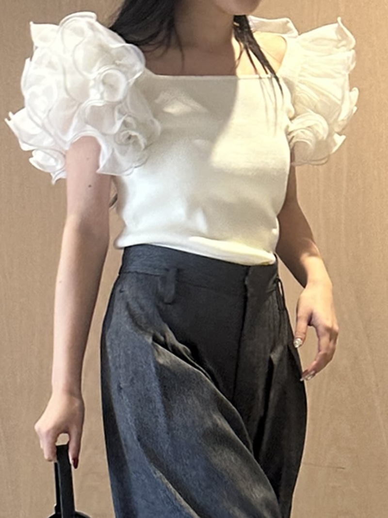 オーガンジーフリルスリーブニット FRAY I.D フレイ アイディー トップス ニット グリーン【送料無料】[ Fashion]